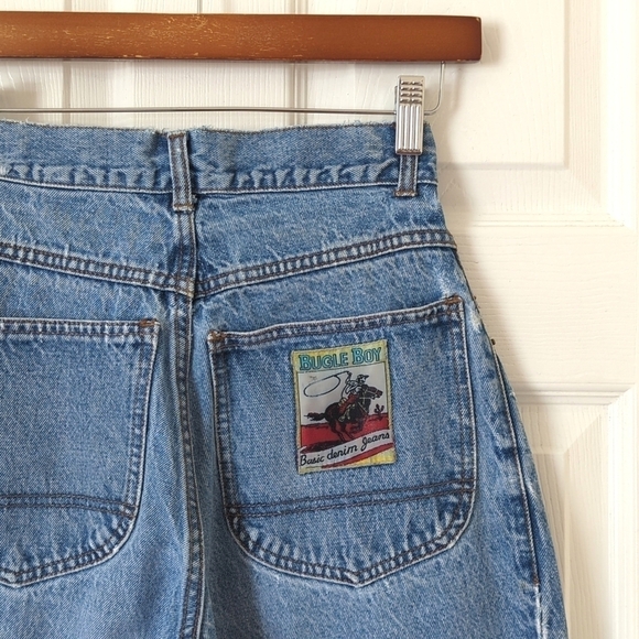Bugle Boy 80's Vintage Medium Wash Pleated High Waisted Tapered Leg Mom Jeans 5 - Picture 13 of 15